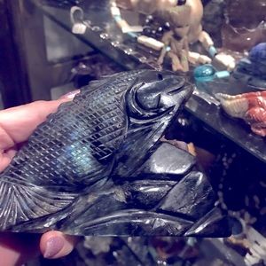 Labradorite hand carved fish